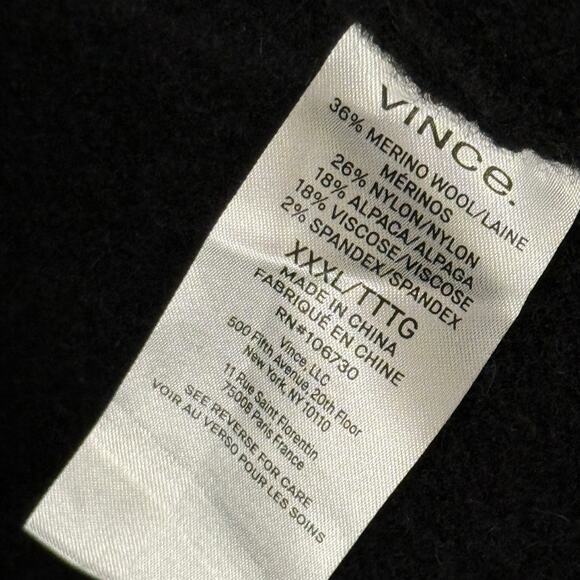 VINCE Women's Wool Blend Long Sleeve Belted Cardigan Sweater Black XXXL Knit - Picture 3 of 5